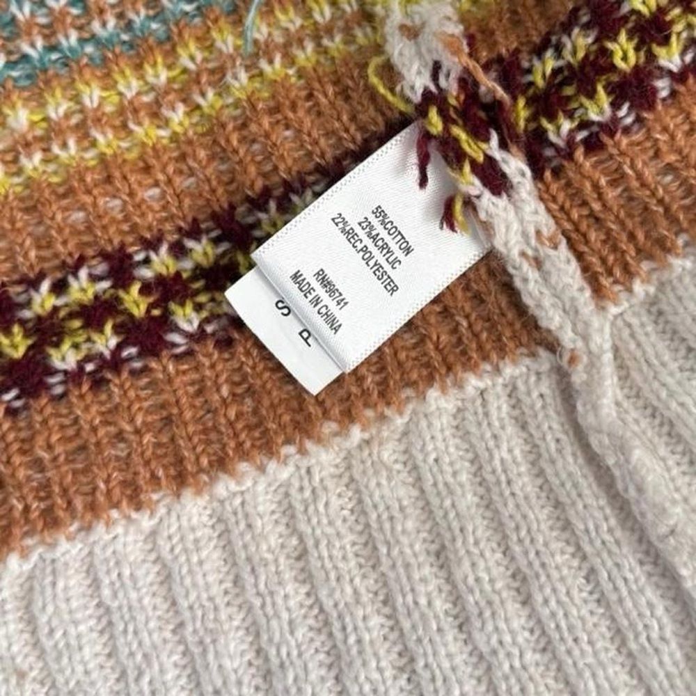 Cottagecore Multicolor Zig Zag Fair Isle Striped Knit Cropped V-Neck Cardigan M - Picture 6 of 7
